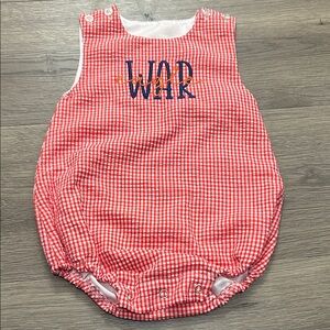 Red Gingham Kids Romper War Eagle NEW